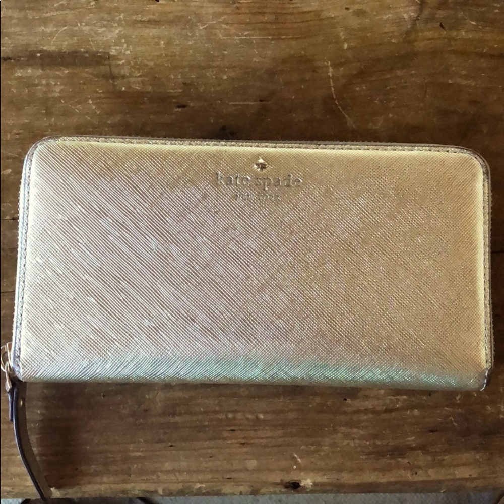 Kate Spade Gold Saffiano Leather Wallet